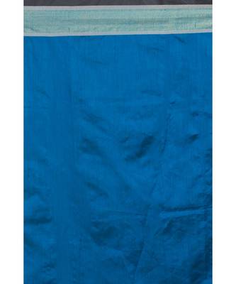 Blue blended cotton woven handloom saree 4