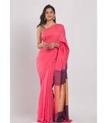 Light pink jecquard woven khadi cotton saree