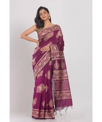 Magenta handloom festive saree 1