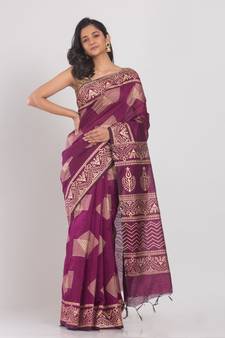 Magenta handloom festive saree