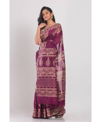 Magenta handloom festive saree 2