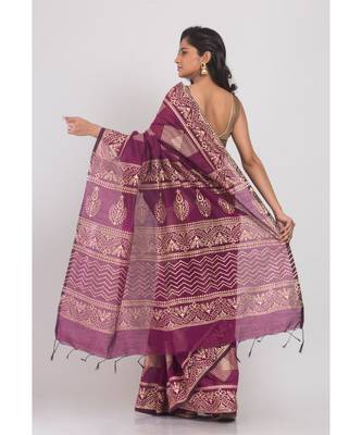 Magenta handloom festive saree 3