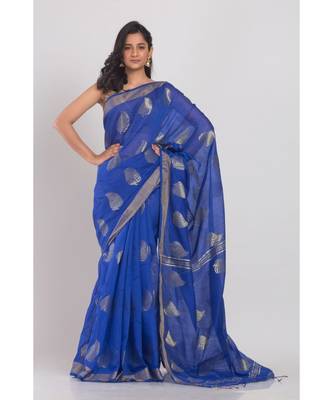 All Over Jecquard Jori Work dark blue Handloom Saree 1