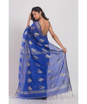 All Over Jecquard Jori Work dark blue Handloom Saree 2