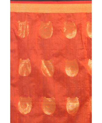 All Over Jecquard Jori Work orange Handloom Saree 3