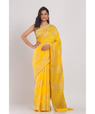 Yellow Handloom Festive Saree 1