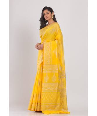 Yellow Handloom Festive Saree 2