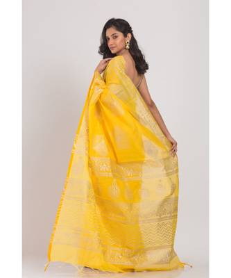 Yellow Handloom Festive Saree 3