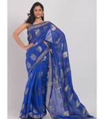 All Over Jecquard Jori Work Dark Blue Handloom Saree