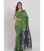 Green cotton linen handloom saree