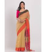 All Over Kantha Work Beige Handloom Saree