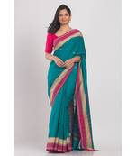 Teal Handloom Cotton Saree