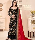 Heavy Designer Pure Silk Jacqard Plazzo Suit