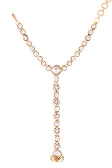 Gold Plated Stone Studded Adjustable Bracelet with Rings/Haathphool/Panja for Women