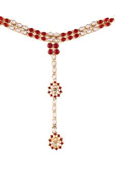 Gold Plated Floral Kundan Studded Adjustable Hath Phool/Panja/Bracelet for Women
