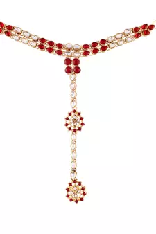 Gold Plated Floral Kundan Studded Adjustable Hath Phool/Panja/Bracelet for Women