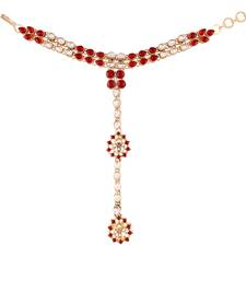 Gold Plated Floral Kundan Studded Adjustable Hath Phool/Panja/Bracelet for Women