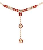 Gold Plated Floral Kundan Studded Adjustable Hath Phool/Panja/Bracelet for Women