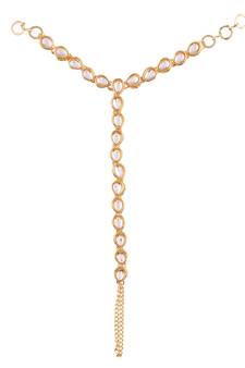 Traditional Gold Plated Kundan Hath Punja Adjustable Chain Bracelet with Ring for Women