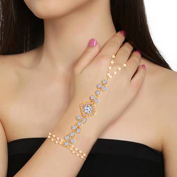 Traditional Pearl Adjustable Bracelet with Ring for Women 1