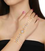 Traditional Pearl Adjustable Bracelet with Ring for Women