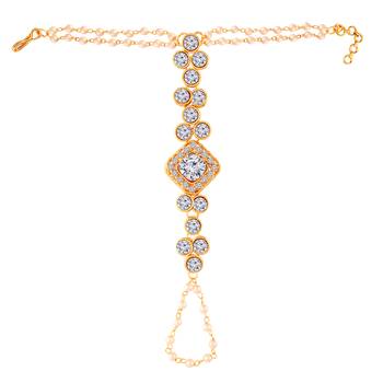 Traditional Pearl Adjustable Bracelet with Ring for Women 2
