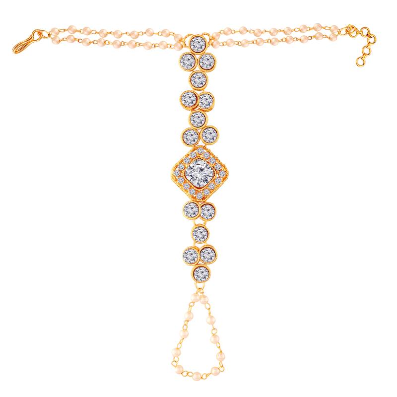 Traditional Pearl Adjustable Bracelet with Ring for Women