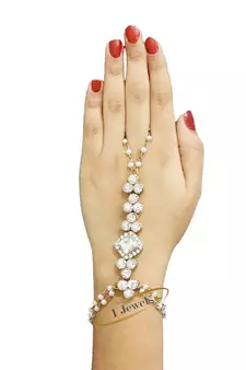 Traditional Pearl Adjustable Bracelet with Ring for Women