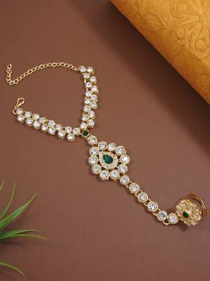Traditional Haath Phool/Panja/Adjustable Bracelet with Ring for Women 1