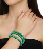 Traditional Handcrafted 3 Layer Emerald Beaded Bracelet For Women & Girls