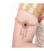 Gold Plated Kundan Double line Bajubandh Jewellery Set for Women