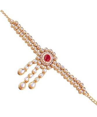 Gold Plated Kundan Double line Bajubandh Jewellery Set for Women 2