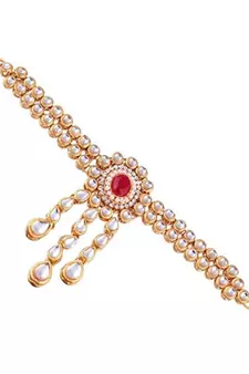 Gold Plated Kundan Double line Bajubandh Jewellery Set for Women