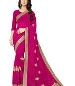 Wine Embroidery Georgette Saree With Blouse