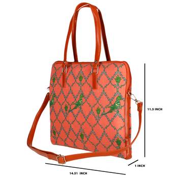 Shree Shyam Product Designer Print Cotton Printed 15.6" Screen Size Laptop Bag Peach Color 1