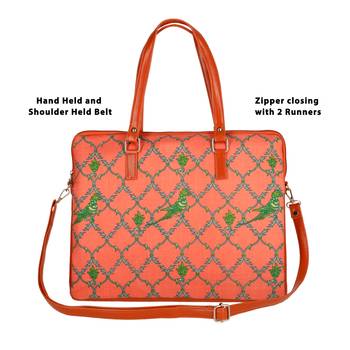 Shree Shyam Product Designer Print Cotton Printed 15.6" Screen Size Laptop Bag Peach Color 2