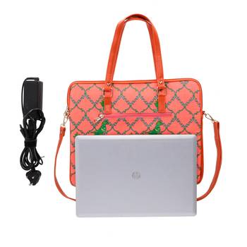 Shree Shyam Product Designer Print Cotton Printed 15.6" Screen Size Laptop Bag Peach Color 4