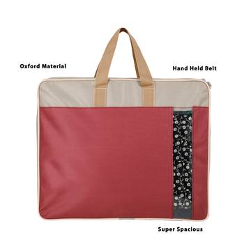 Shree Shyam Products Wardrobe Storage Bag Cloth Organiser With Zippered Closure And Handle (White Red, 17x14x5.5 Inch) 2