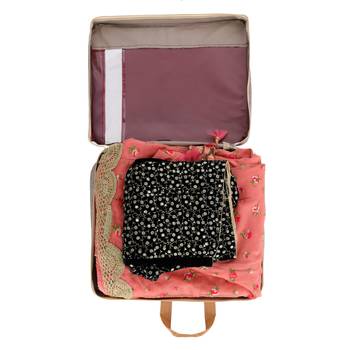 Shree Shyam Products Wardrobe Storage Bag Cloth Organiser With Zippered Closure And Handle (White Red, 17x14x5.5 Inch) 1