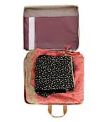 Shree Shyam Products Wardrobe Storage Bag Cloth Organiser With Zippered Closure And Handle (White Red, 17x14x5.5 Inch)