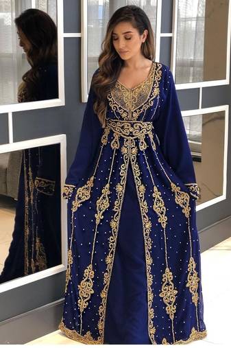 Sale Moroccan Kaftan Abaya Maxi Hand Zari Islamic Floor Length Dress