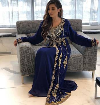 Sale Moroccan Kaftan Abaya Maxi Hand Zari Islamic Floor Length Dress 4
