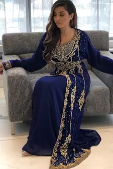 Sale Moroccan Kaftan Abaya Maxi Hand Zari Islamic Floor Length Dress