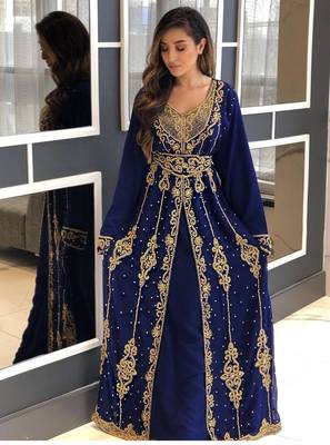 Sale Moroccan Kaftan Abaya Maxi Hand Zari Islamic Floor Length Dress 5