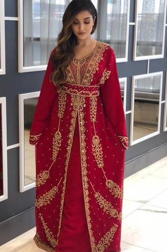 Sale Moroccan Kaftan Abaya Maxi Hand Zari Islamic Floor Length Dress