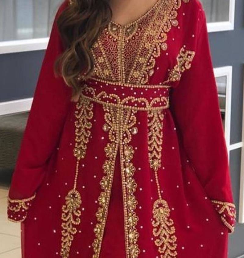 Sale Moroccan Kaftan Abaya Maxi Hand Zari Islamic Floor Length Dress