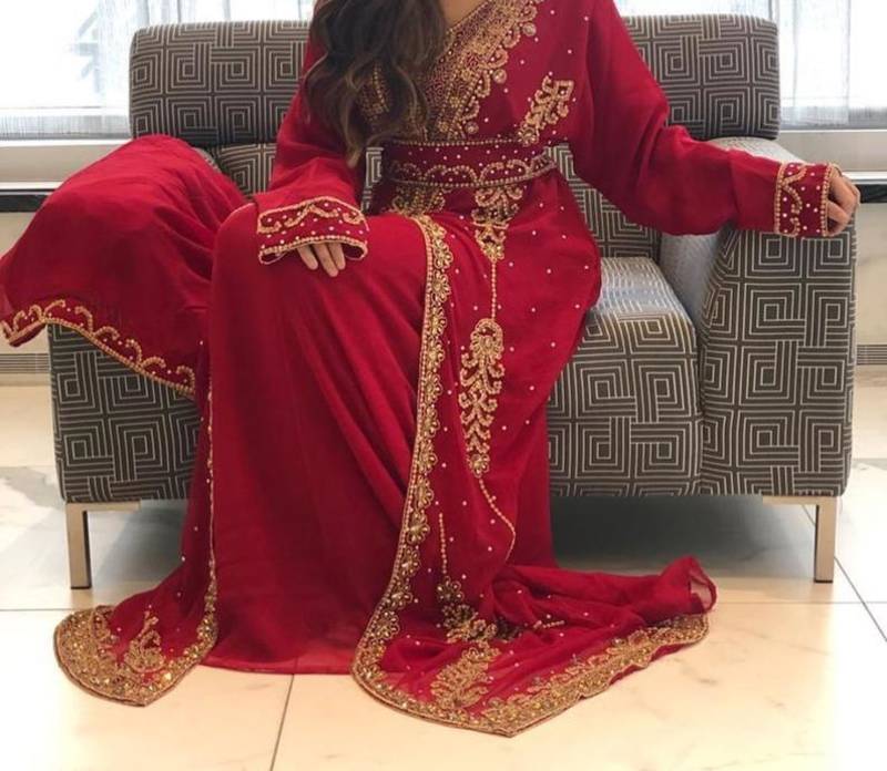 Sale Moroccan Kaftan Abaya Maxi Hand Zari Islamic Floor Length Dress