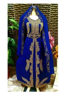 Moroccan Kaftan Abaya Maxi Hand Zari Islamic Floor Length Dress