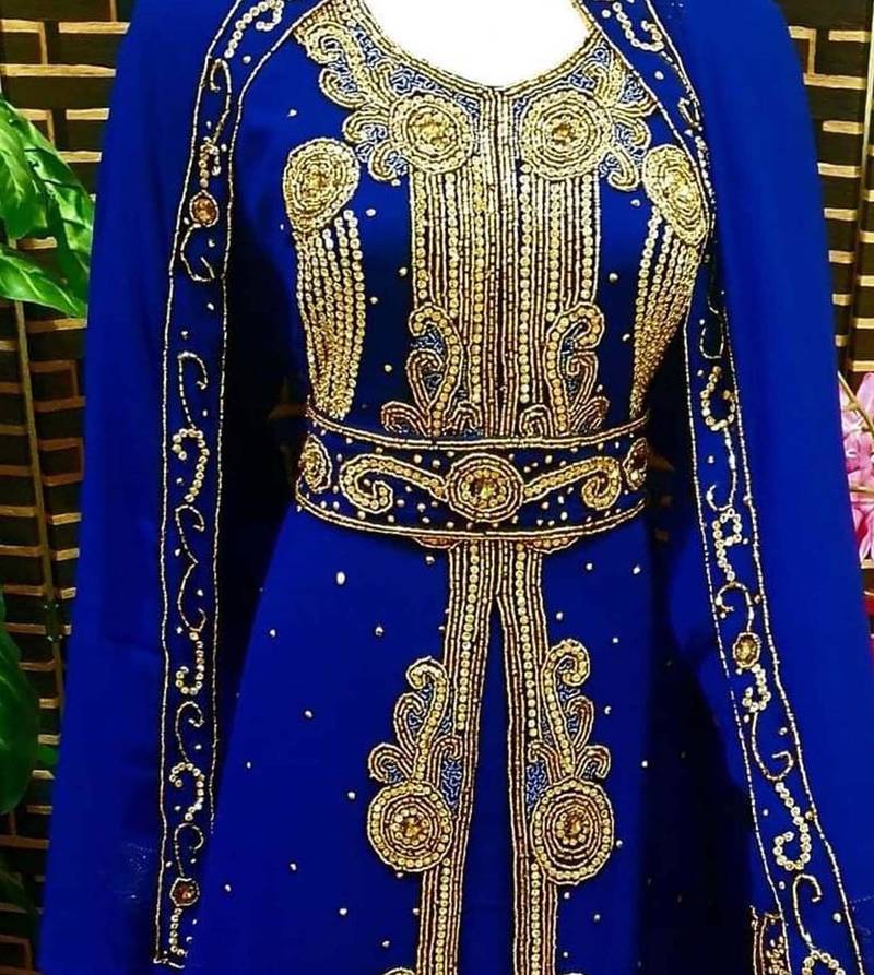 Moroccan Kaftan Abaya Maxi Hand Zari Islamic Floor Length Dress