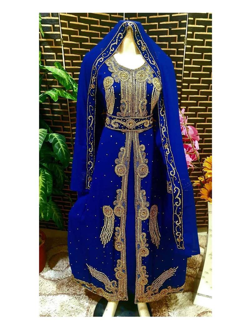 Moroccan Kaftan Abaya Maxi Hand Zari Islamic Floor Length Dress